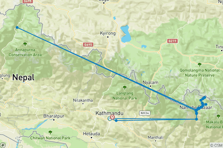 Karte von Nepal - Everest Base Camp (18 Tage)