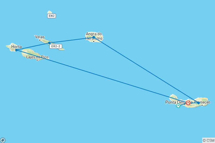 Karte von Inselspringen auf den Azoren (15 Tage)