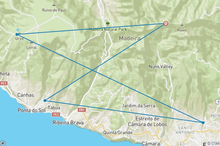 Carte du circuit Randonnée à Madère (8 jours)