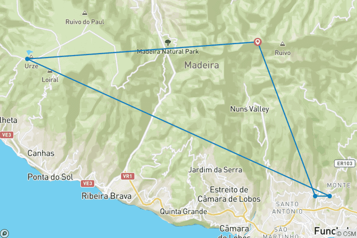 Carte du circuit Madère - Randonnée confortable pour la nouvelle année (8 jours)