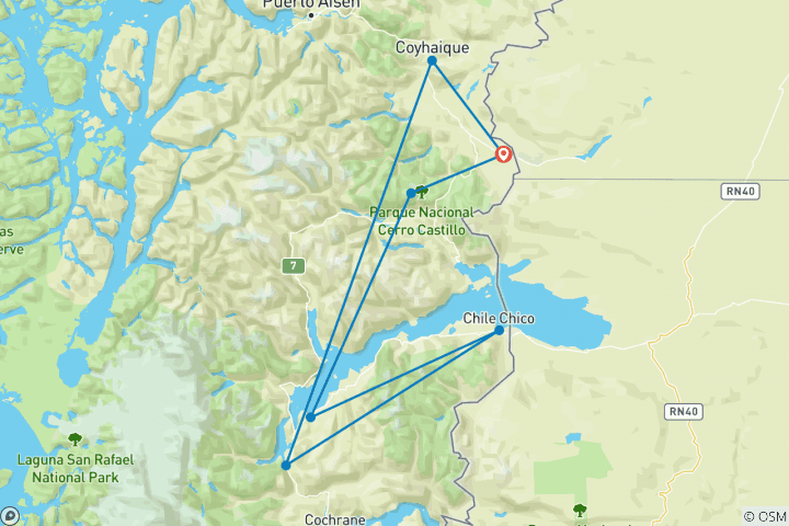 Karte von Selbstfahrerreise Chile - Unberührtes Aysén (8 Tage)