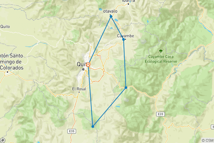 Mapa de Aventura en bicicleta por los Andes (7 días)