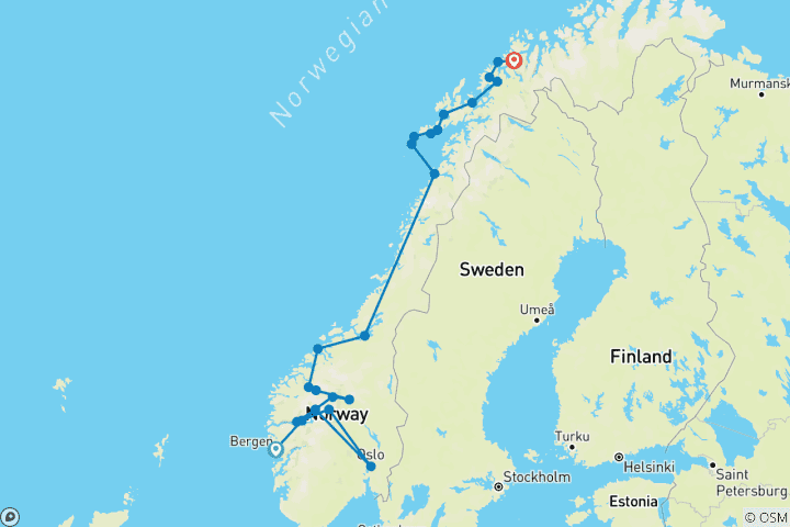 Kaart van Lofoten – 13-daagse avontuurlijke reis
