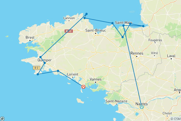 Carte du circuit Bretagne - 9 jours d'aventure