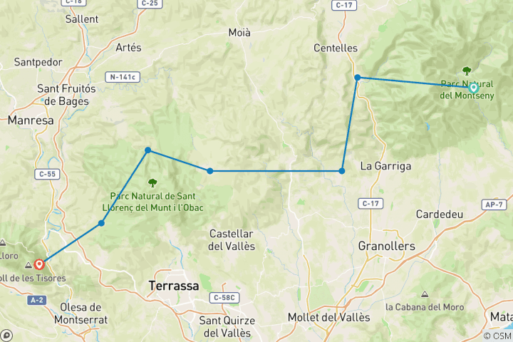Carte du circuit Les montagnes de Catalogne - Randonnée au cœur de la Catalogne (8 jours)