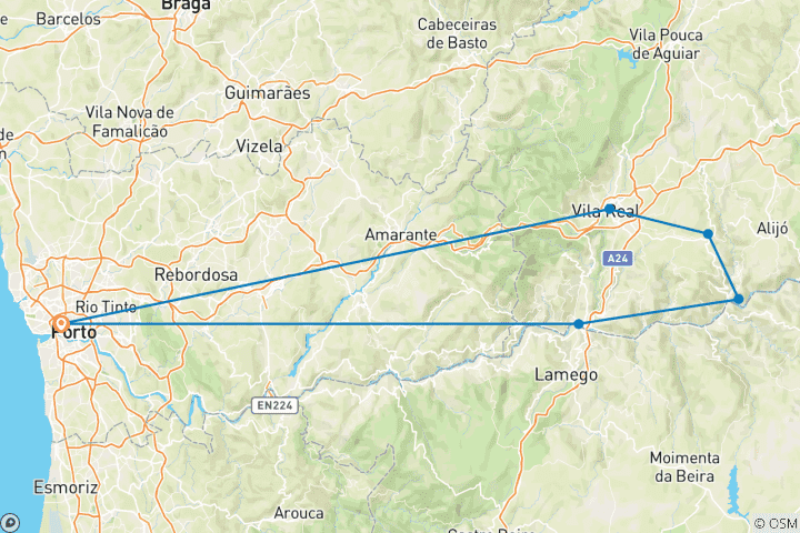 Carte du circuit Portugal - Le voyage à vélo dans la vallée du Douro (8 jours)
