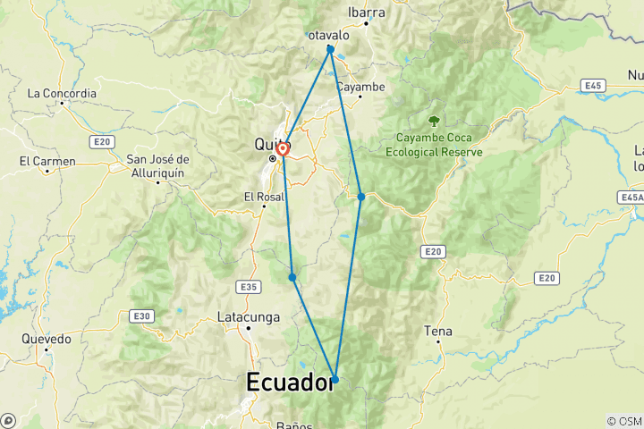 Mapa de Aventura multideporte en Ecuador (8 días)