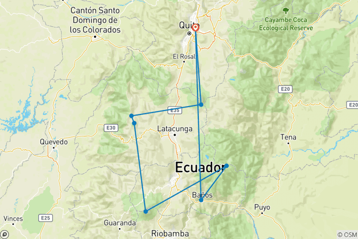 Carte du circuit Trekking en Équateur - la route des volcans (8 jours)