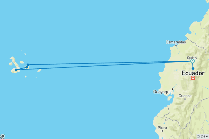 Karte von Das Beste von Ecuador & den Galapagos Inseln (12 Tage)