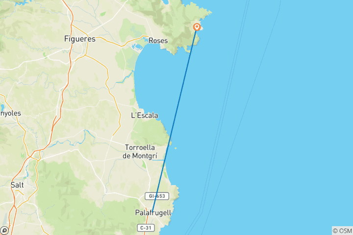 Carte du circuit Points forts de la Costa Brava - Calella de Palafrugell & Cadaques (8 jours)