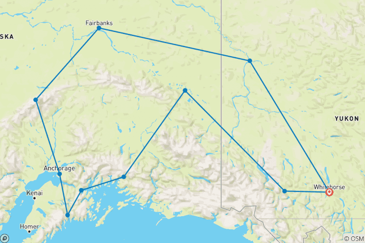 Karte von Best of Yukon & Alaska ab/bis Whitehorse (15 Tage)