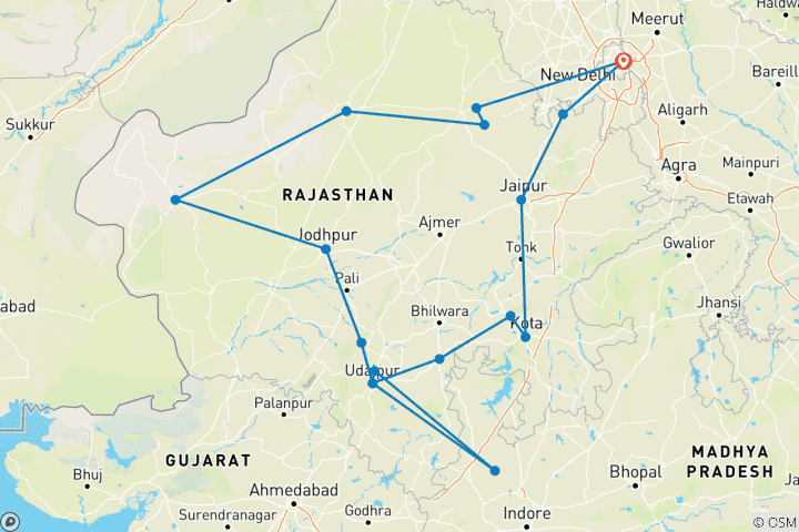 Karte von Rundreise Rajasthan Forts und Paläste