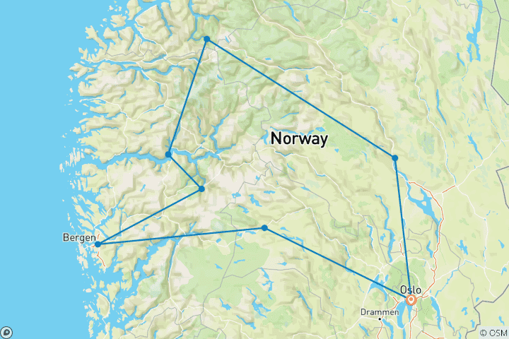 Carte du circuit Les plus beaux fjords du monde (8 jours)