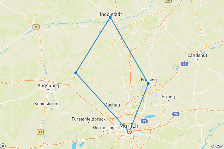 Karte von Wasserradlweg - Schleife Hopfen mit Gepäcktransfer