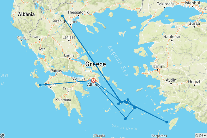 Carte du circuit Zakynthos et 3 îles de la mer Égée avec visite guidée - Premium