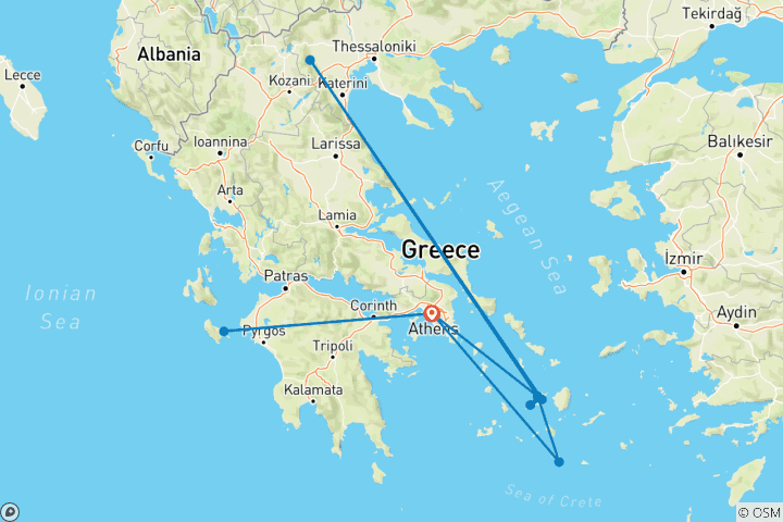 Carte du circuit Grèce étonnante avec 3 visites guidées - Premium