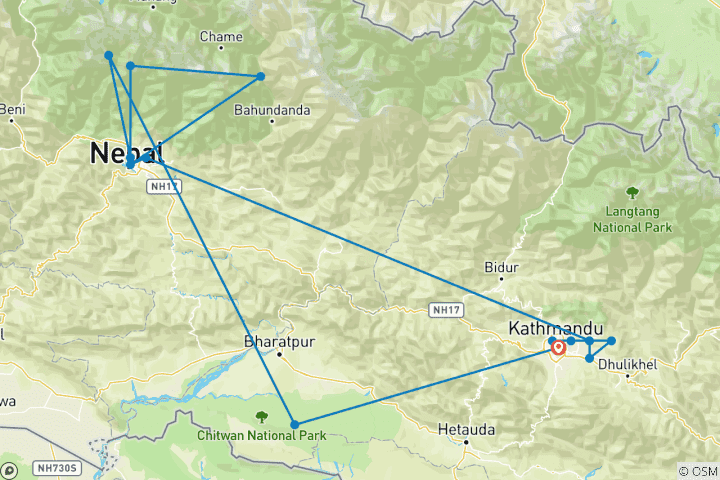 Map of Premium Nepal (28 destinations)
