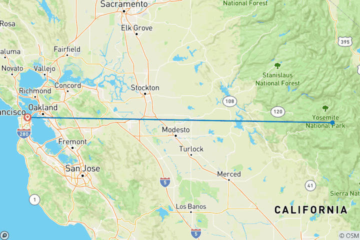 Map of Hiking in Yosemite National Park