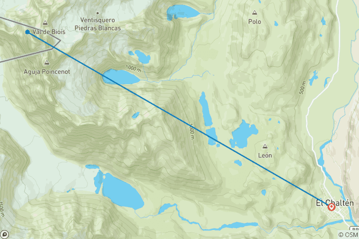 Kaart van Patagonië - Los Huemules & Laguna Condor - 3 dagen