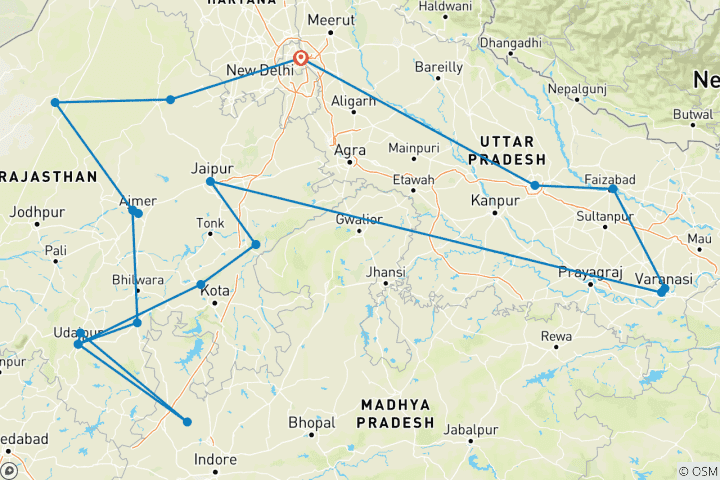 Karte von Kulturreise Indien inkl. Ayodhya
