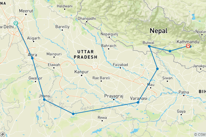 Kaart van Cultureel India Met Nepal