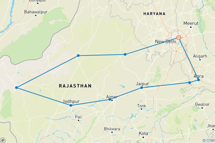 Kaart van Rajasthan ervaring met Taj Mahal