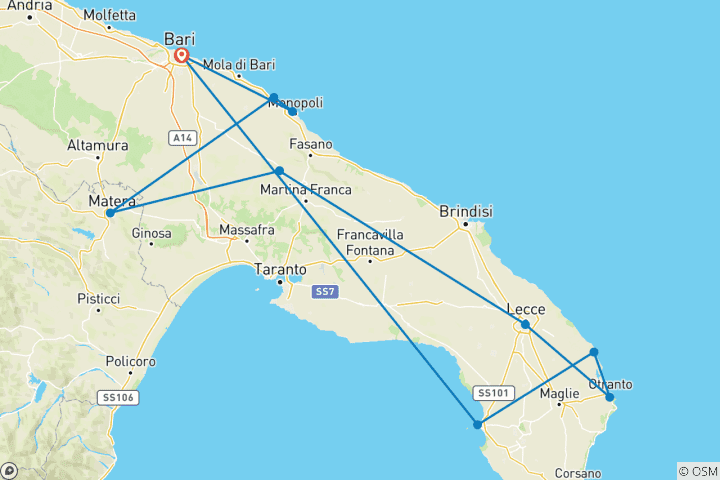 Map of 7-Day Puglia & Matera Explorer