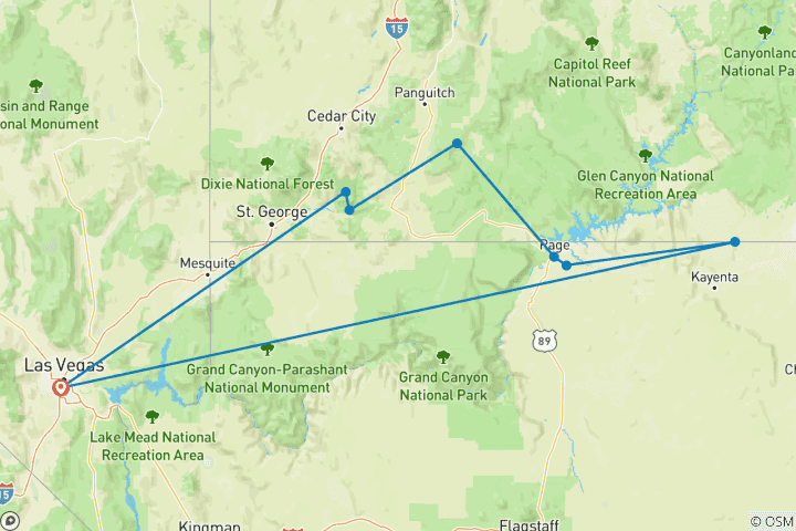 Map of Western USA National Parks Loop