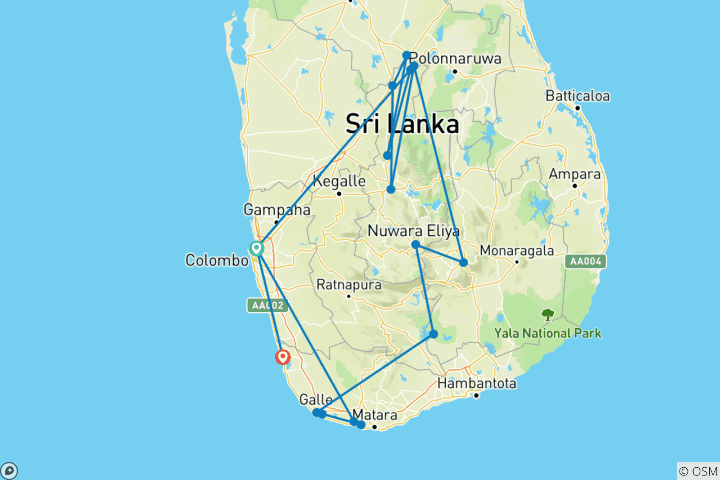 Carte du circuit Pure Sri Lanka (jusqu'à avril 26)