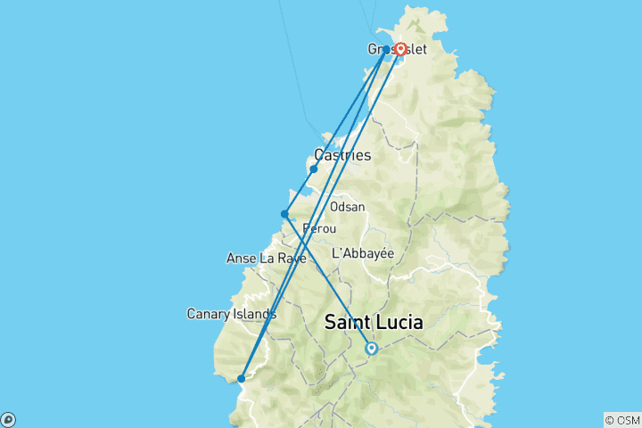 Map of St Lucia: Island in the Sun
