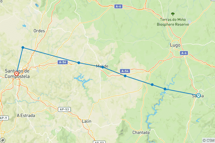 Carte du circuit Marcher sur le Camino de Santiago
