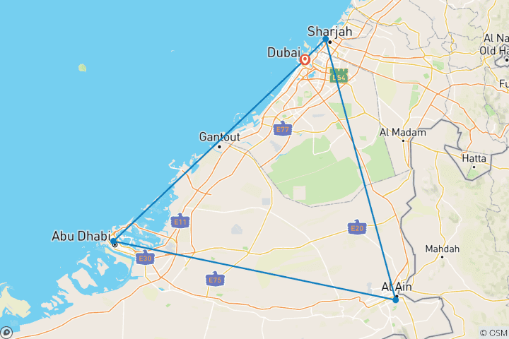 Map of The UAE Essentials - Escorted Tour in 4 Stars Hotels – Full Board Plan