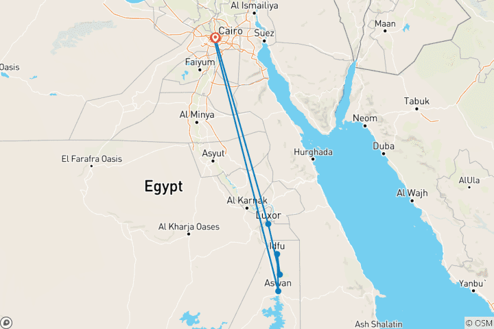 Map of The Best of Egypt from Cairo to Aswan in 9 Days