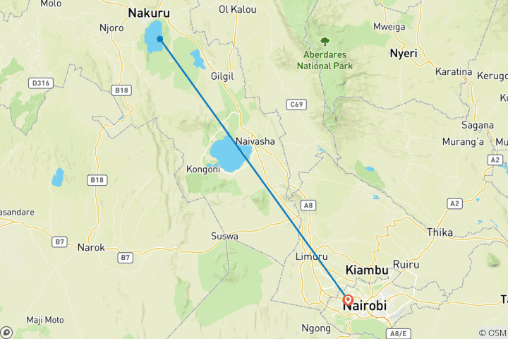 Carte du circuit Excursion d'une journée au lac Nakuru depuis Nairobi