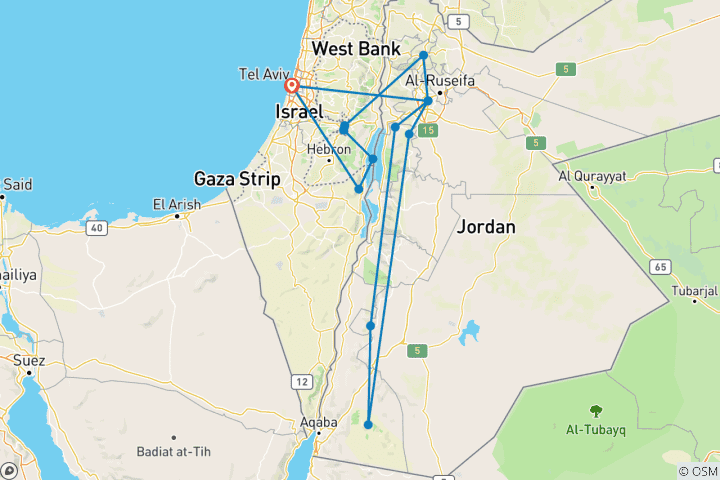 Carte du circuit Circuit de charme en Israël et en Jordanie - 8 jours