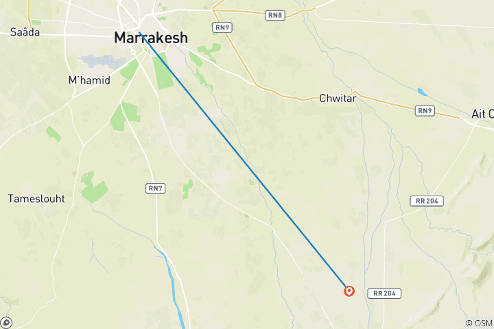 Carte du circuit Excursion d'une journée dans la vallée de l'Ourika avec promenade à dos de chameau et guide au départ de Marrakech