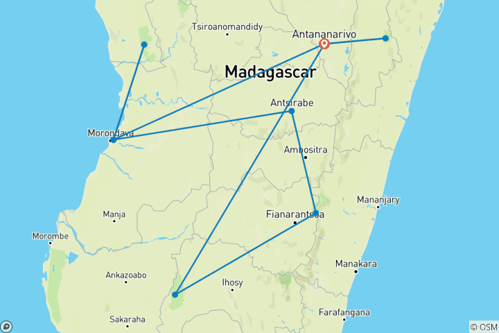 Carte du circuit Circuit de découverte de Madagascar de 12 jours | Départs en 2027