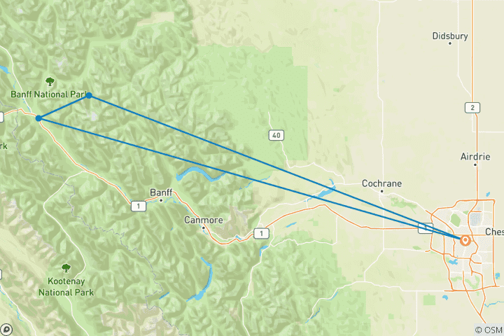 Carte du circuit Forfait « Expérience Fairmont d'hiver » de 4 jours (en autonomie)