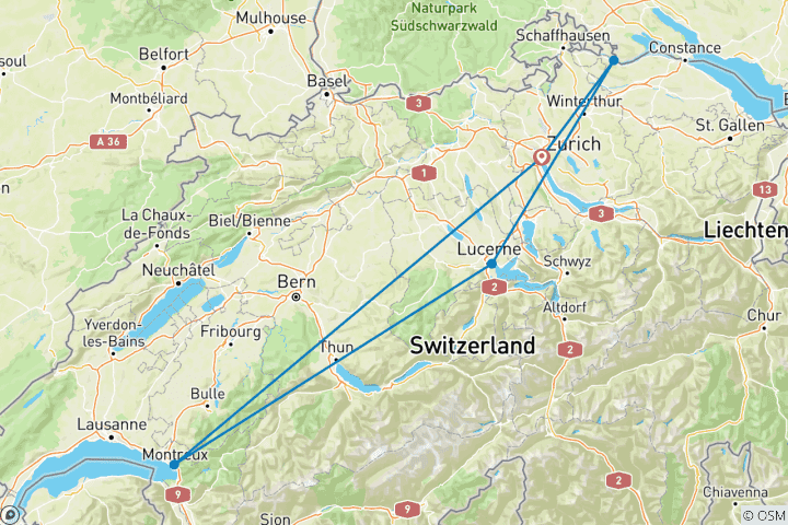 Map of Swiss Chocolate, Waterfall And Glaciers