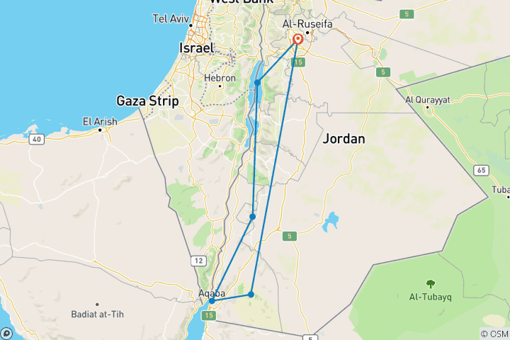Carte du circuit Luxe ultime en Jordanie (personnalisable)