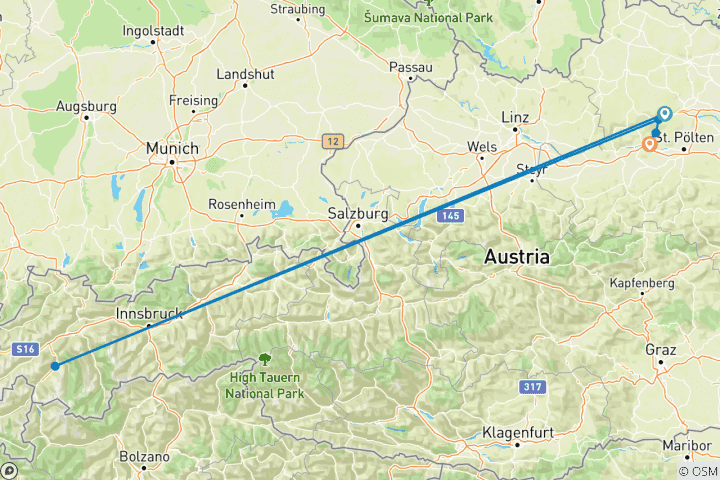 Karte von Welterbesteig Wachau - Wandern zwischen Donau, Wein und Marille (8 Tage)