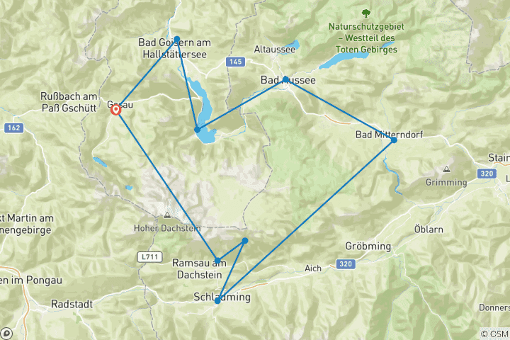Carte du circuit Circuit du Dachstein pour les amoureux de la montagne (12 jours)