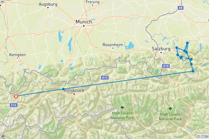 Karte von 6 Seen – Radtour für Genießer (8 Tage)