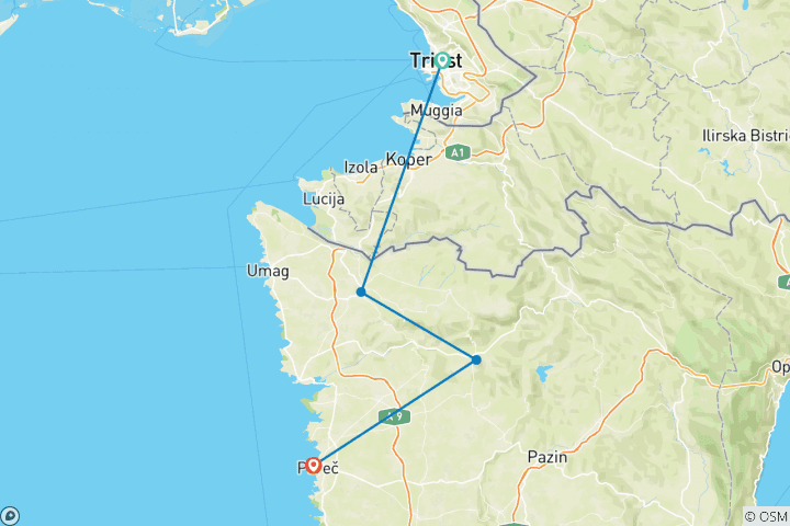 Map of Exploring the Parenzana on two wheels by MTB (5 days)