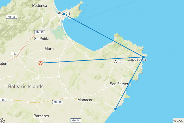Carte du circuit Randonnée sur la côte est de Majorque (8 jours)