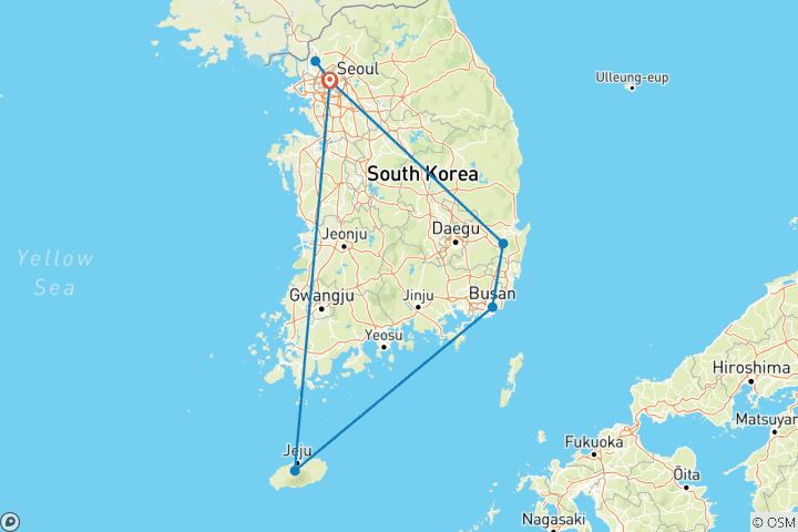 Map of 10-Day Premium South Korea Adventure: Culture, Cuisine, and Coastlines