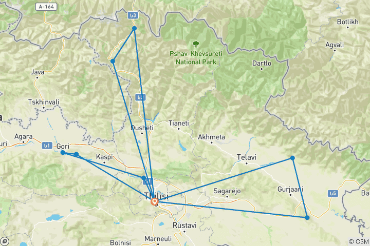 Mapa de Lo Mejor de Georgia en 4 circuitos en grupo
