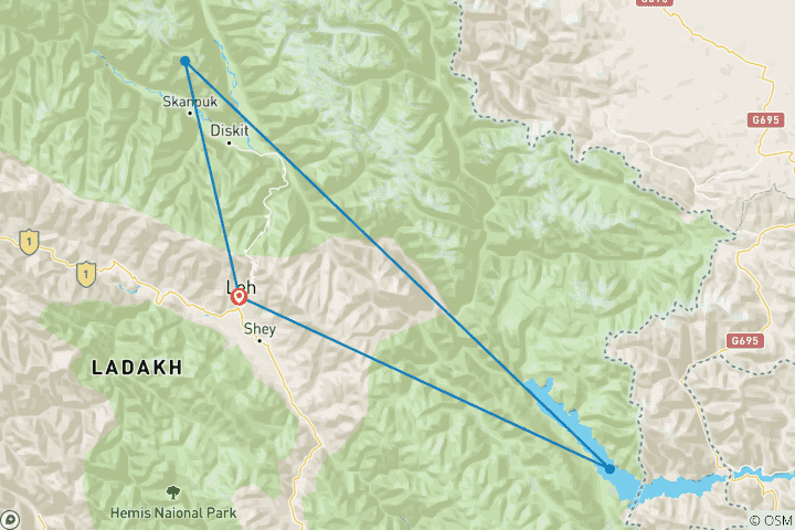 Mapa de Ladakh Luminoso: Un viaje de placer