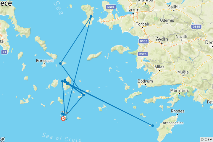 Karte von Kykladen - Naxos & Santorini (8 Tage)