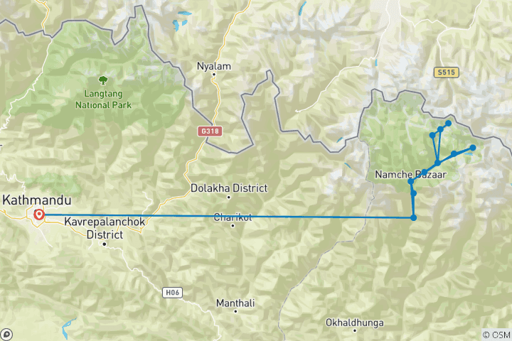 Map of Island Peak Climbing with EBC Trek